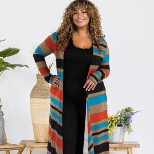 STRIPED DUSTER - NWHT - 1x,2x,3x -BLRNG